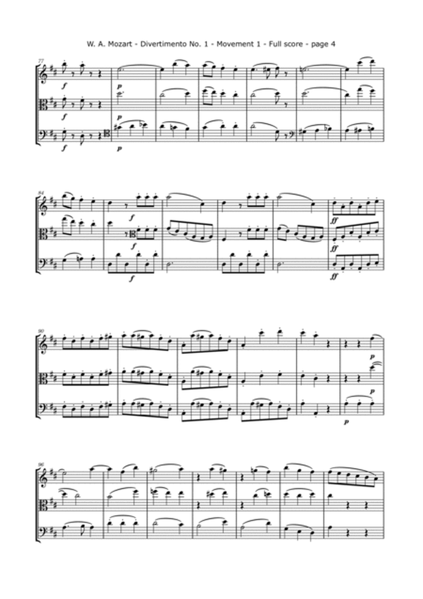 Mozart, W. A. - Divertimento. No.1, K. 229, Arranged for Violin, Viola and Cello image number null