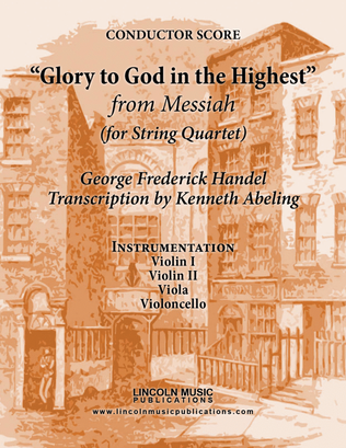 Book cover for Handel – Glory to God in the Highest from Messiah (for String Quartet)