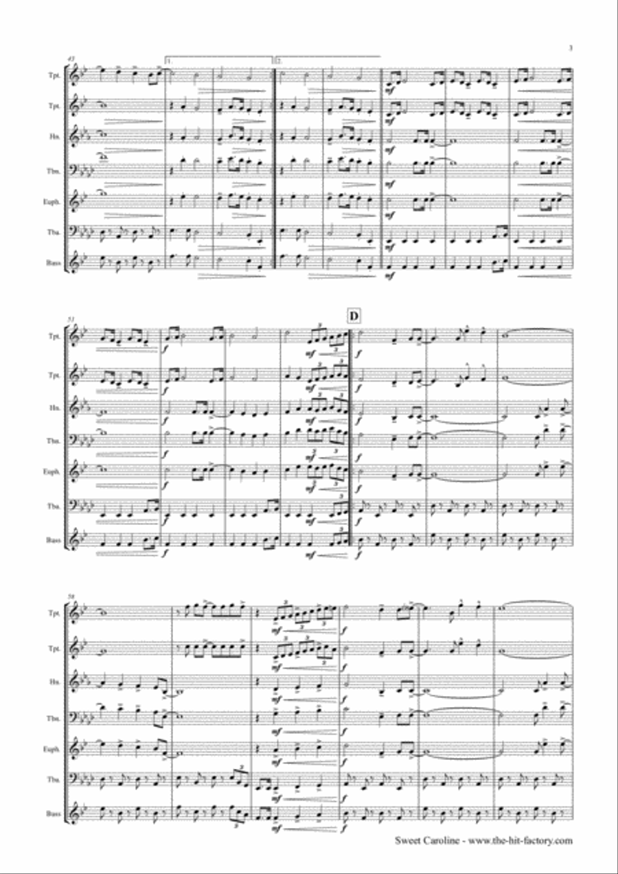 Sweet Caroline Euphonium scores gallery preview page 3