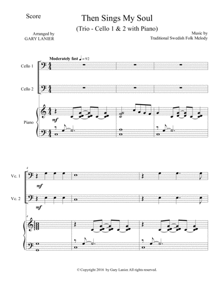 Trios for 3 GREAT HYMNS (Cello 1 & Cello 2 with Piano and Parts) image number null