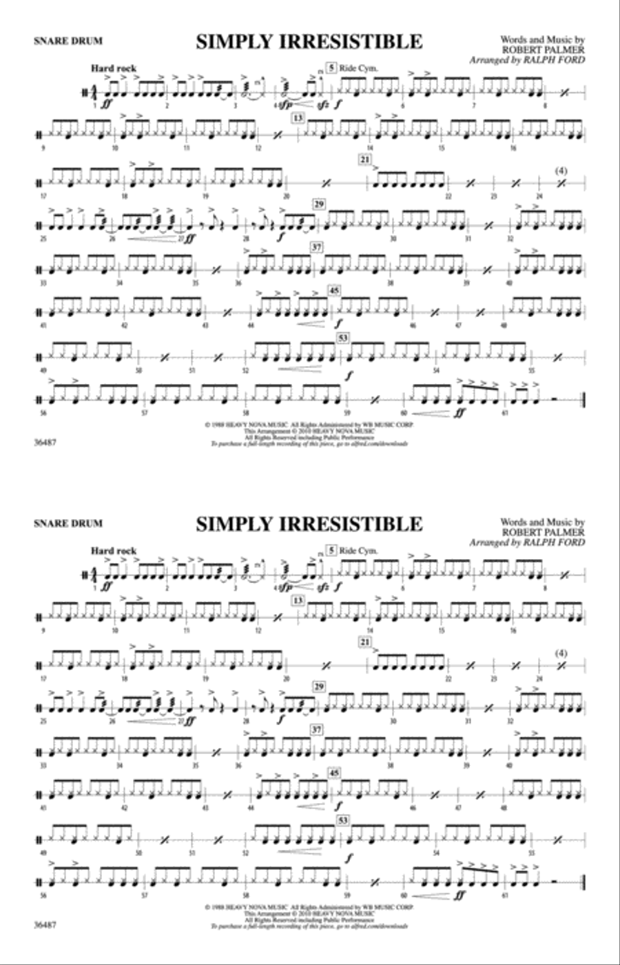 Simply Irresistible: Snare Drum Marching Band scores gallery preview page 1