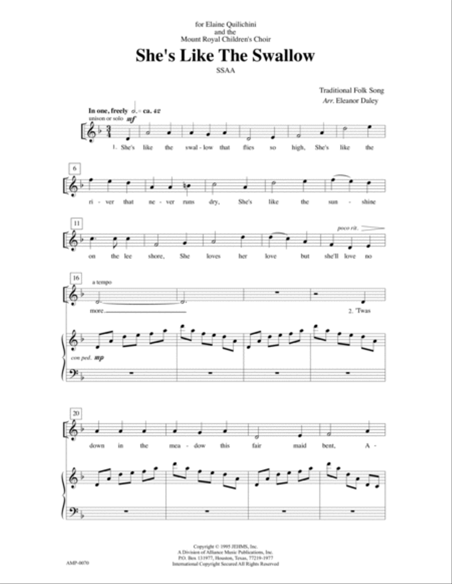 She's Like the Swallow SSA scores gallery preview page 6