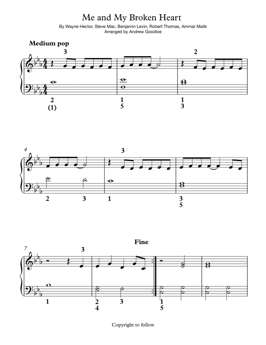 Me And My Broken Heart Easy Piano scores gallery preview page 1