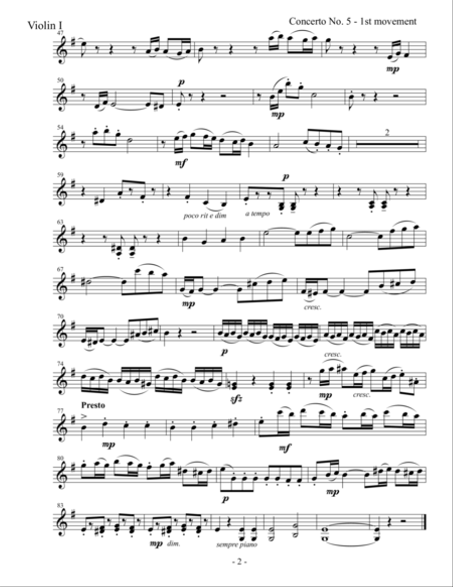 Concerto No. 5 - Orchestra Parts (First Edition) Large Ensemble scores gallery preview page 2