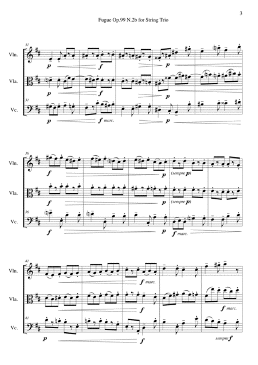 Fugue Op.99 N.2b for String Trio String Trio scores gallery preview page 3