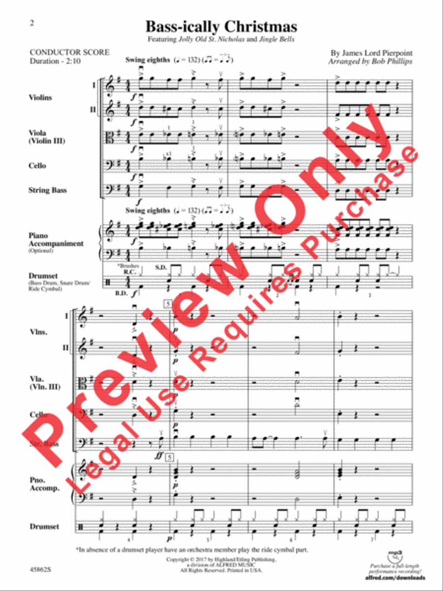 Bass-ically Christmas String Orchestra scores gallery preview page 2