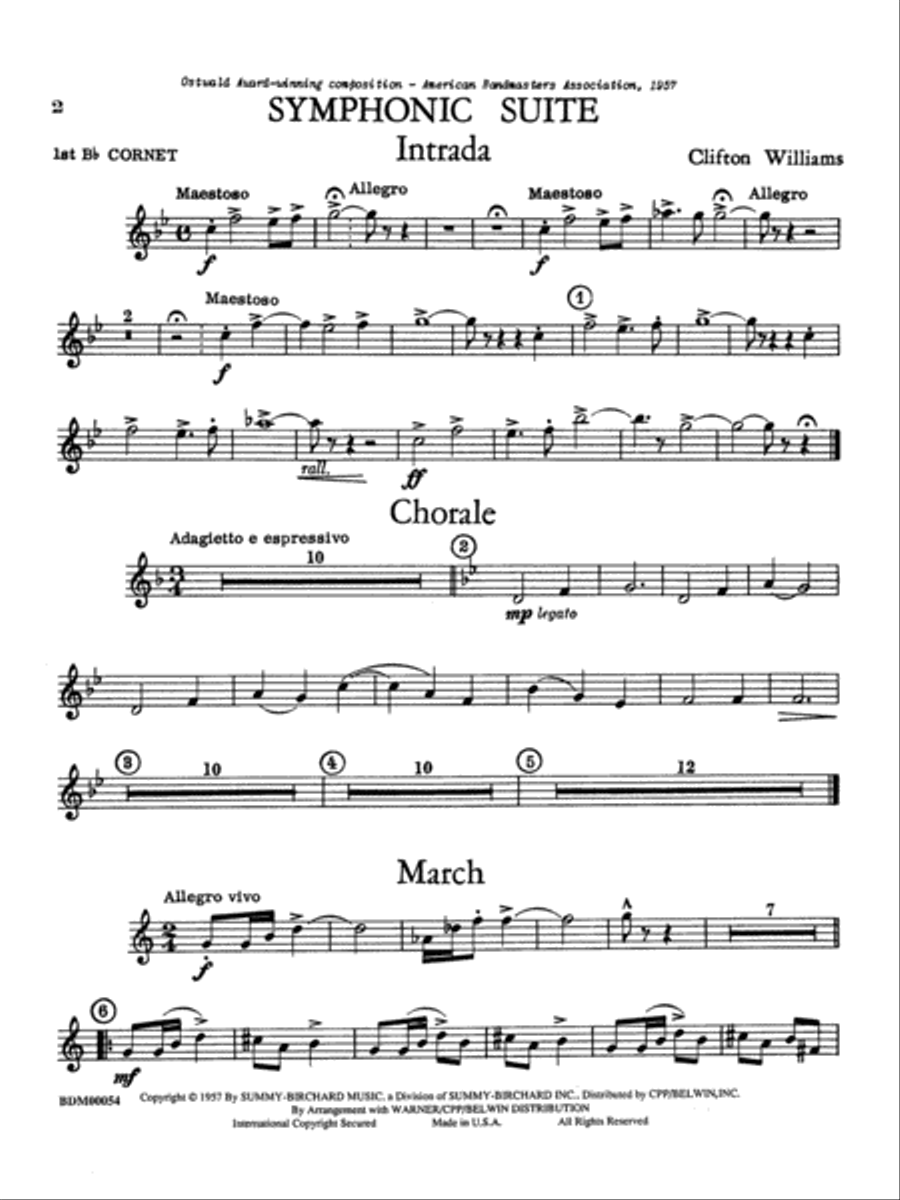 Symphonic Suite: 1st B-flat Cornet Concert Band scores gallery preview page 1