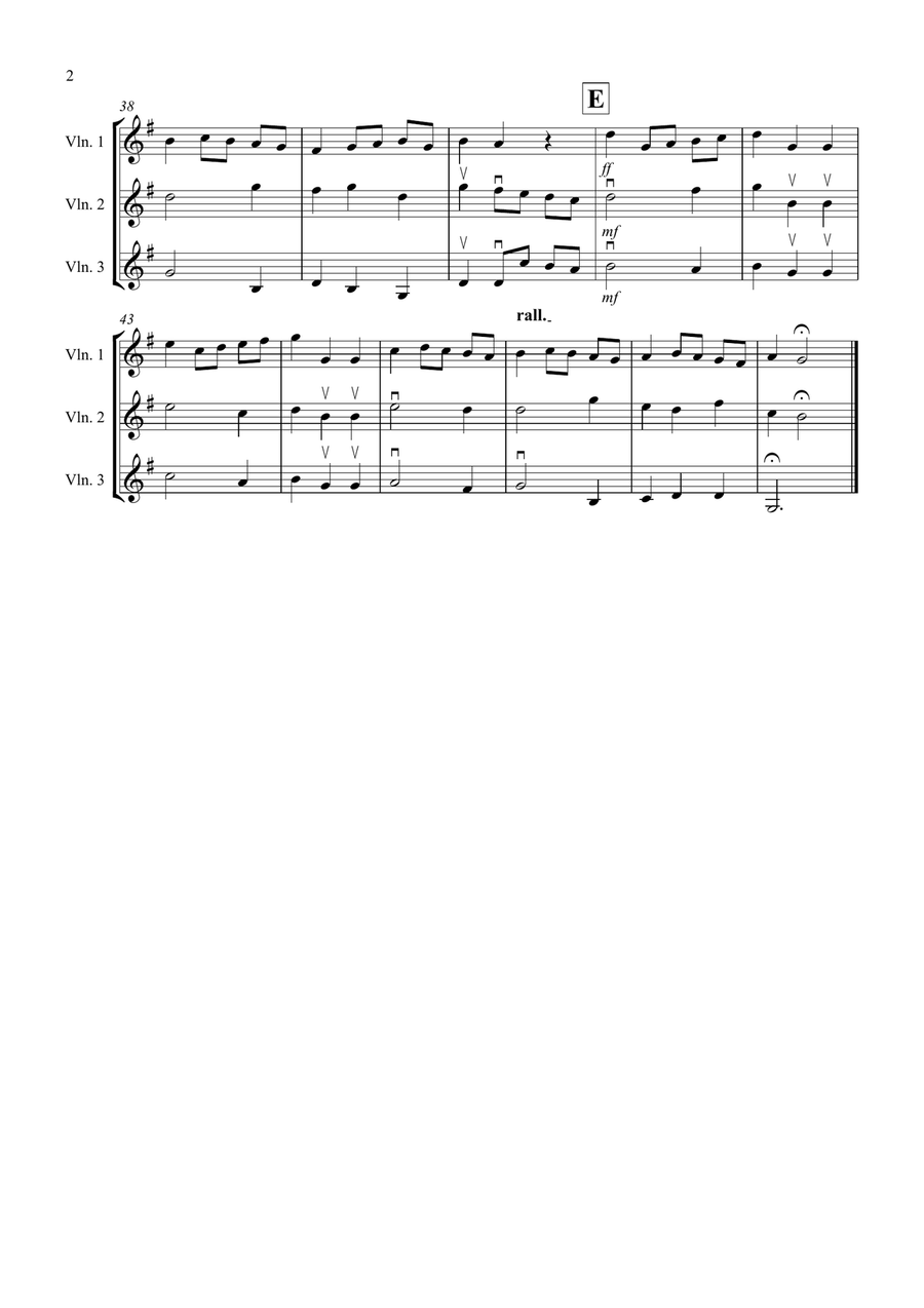 Minuet in G by Bach for Violin Trio Violin Solo scores gallery preview page 2