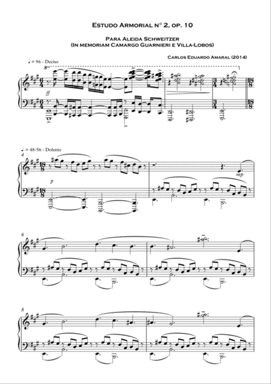 Estudo armorial n° 2, op.10 - for piano solo Piano Solo scores gallery preview page 1