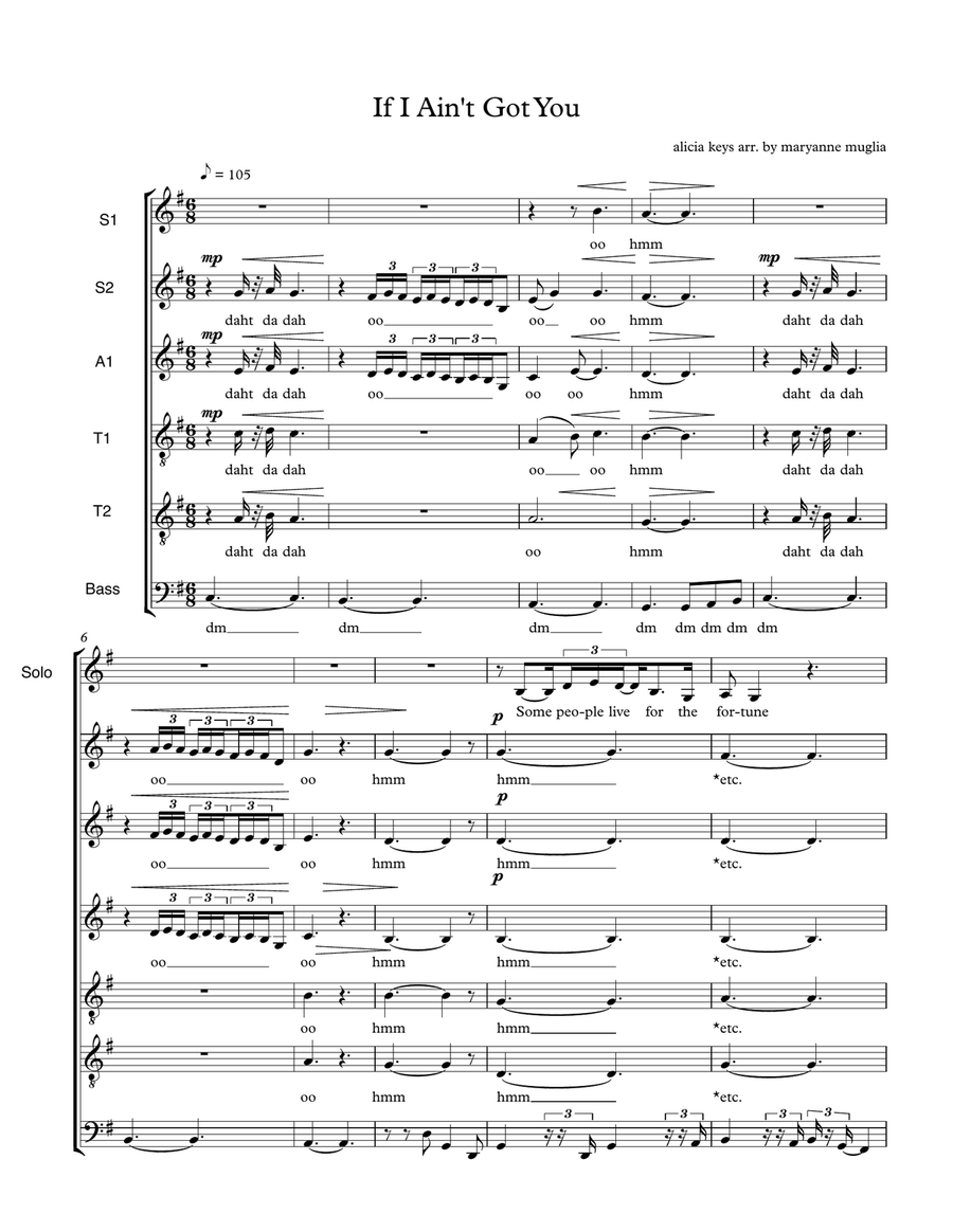 If I Ain't Got You Divisi scores gallery preview page 1