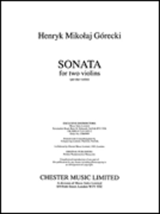 Book cover for H. M. Gorecki: Sonata For Two Violins Op.10
