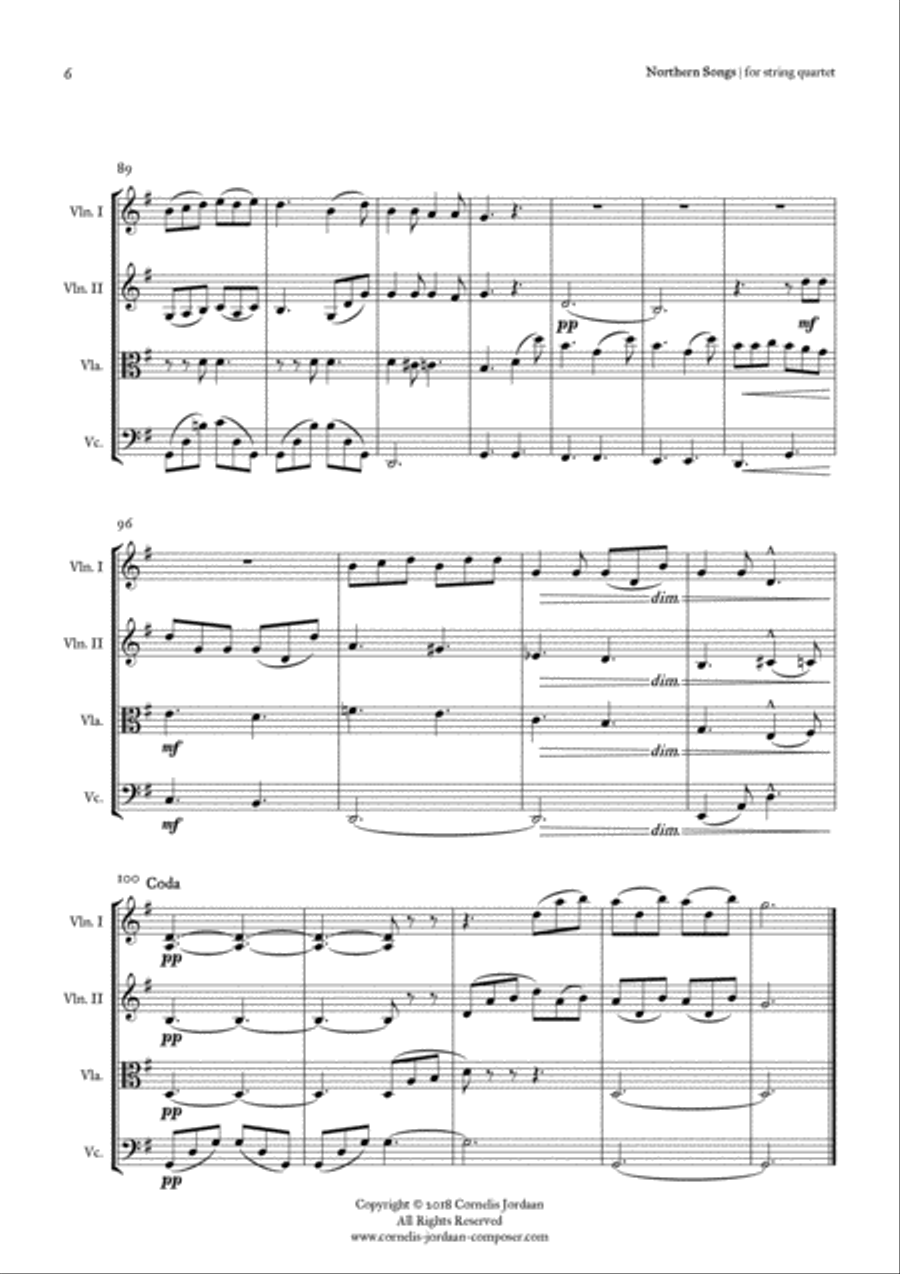 GRIEG : 4 Northern Songs, for string quartet String Quartet scores gallery preview page 6