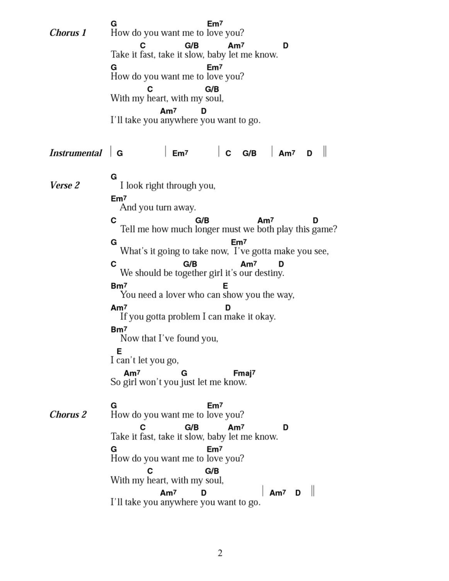 How Do You Want Me To Love You? Acoustic Guitar scores gallery preview page 2