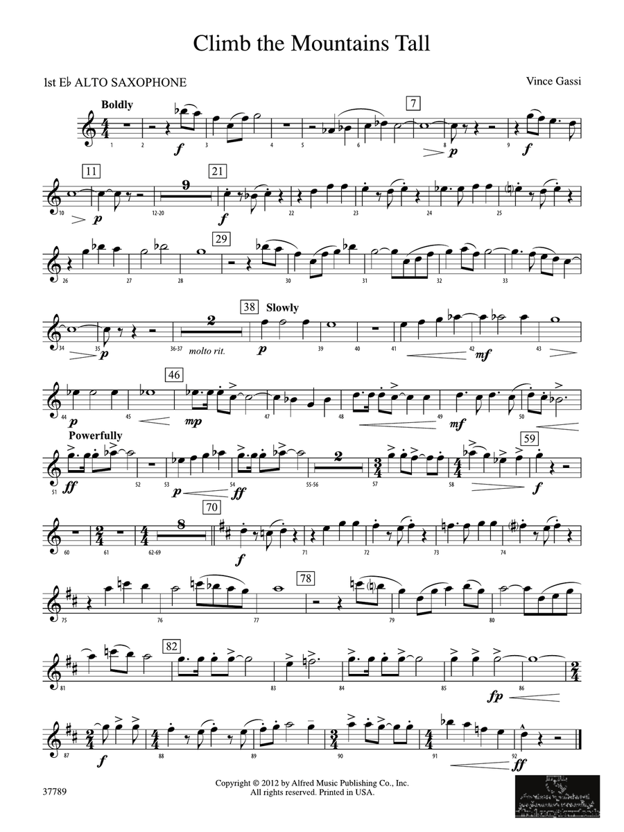Climb the Mountains Tall: E-flat Alto Saxophone