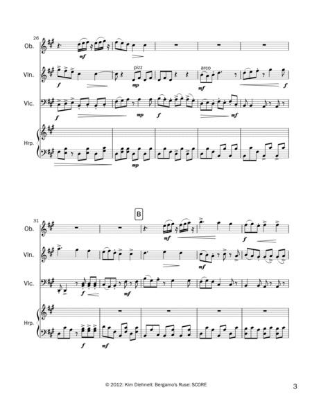 Diehnelt: Bergamo’s Ruse for oboe, violin, ‘cello, and harp (score) image number null