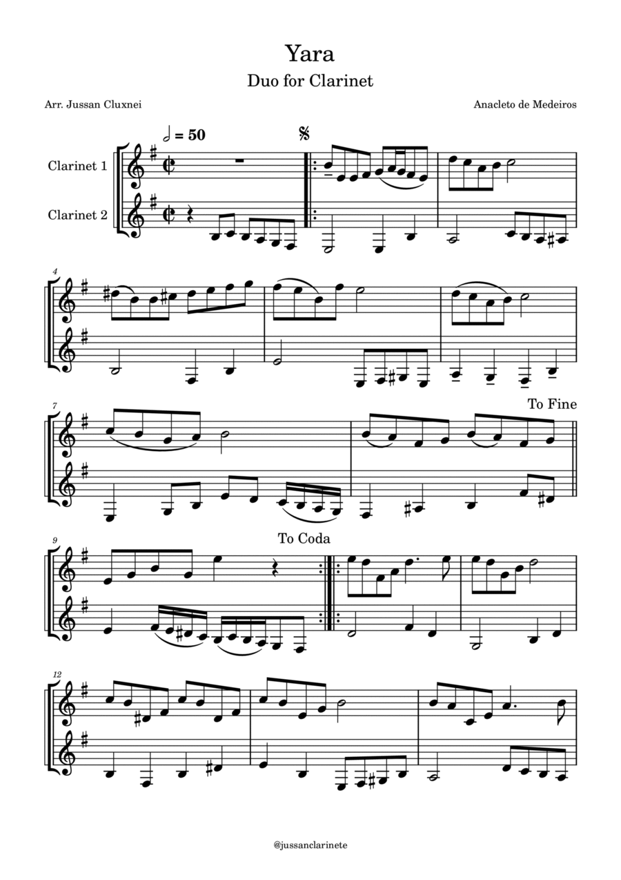 Yara -Clarinet Duet Clarinet Duet scores gallery preview page 1