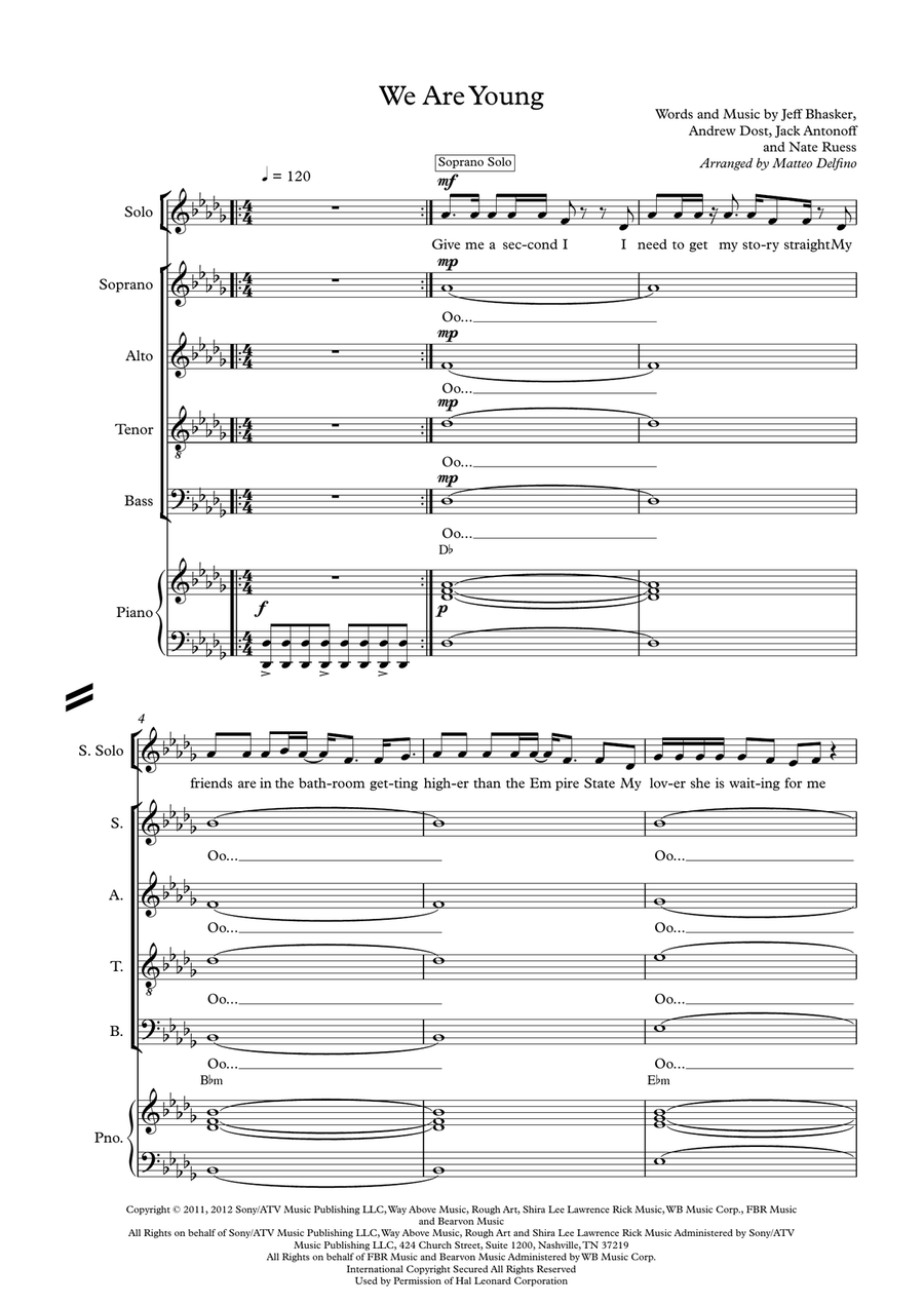 We Are Young 4-Part scores gallery preview page 1