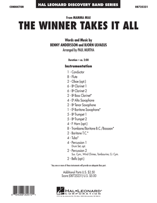 Book cover for The Winner Takes It All (from "Mamma Mia!" - The Motion Picture) - Full Score