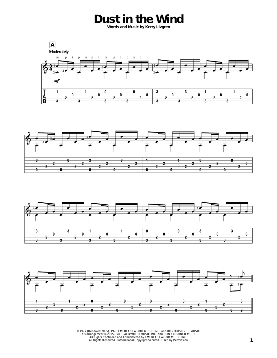 Dust In The Wind Dust In The Wind Acoustic Guitar scores gallery preview page 1