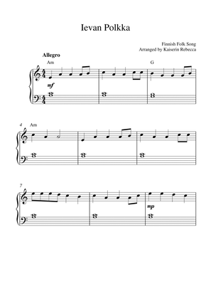 Book cover for Ievan Polkka (for easy piano with chords)