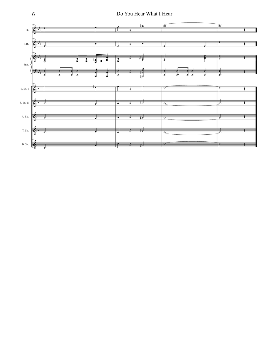 Do You Hear What I Hear Saxophone Quintet scores gallery preview page 6