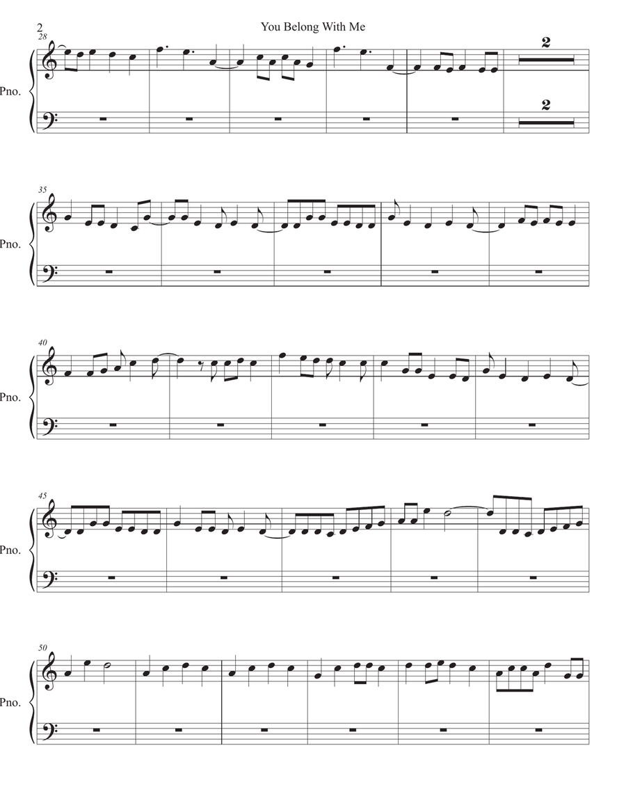You Belong With Me You Belong With Me Easy Piano scores gallery preview page 2