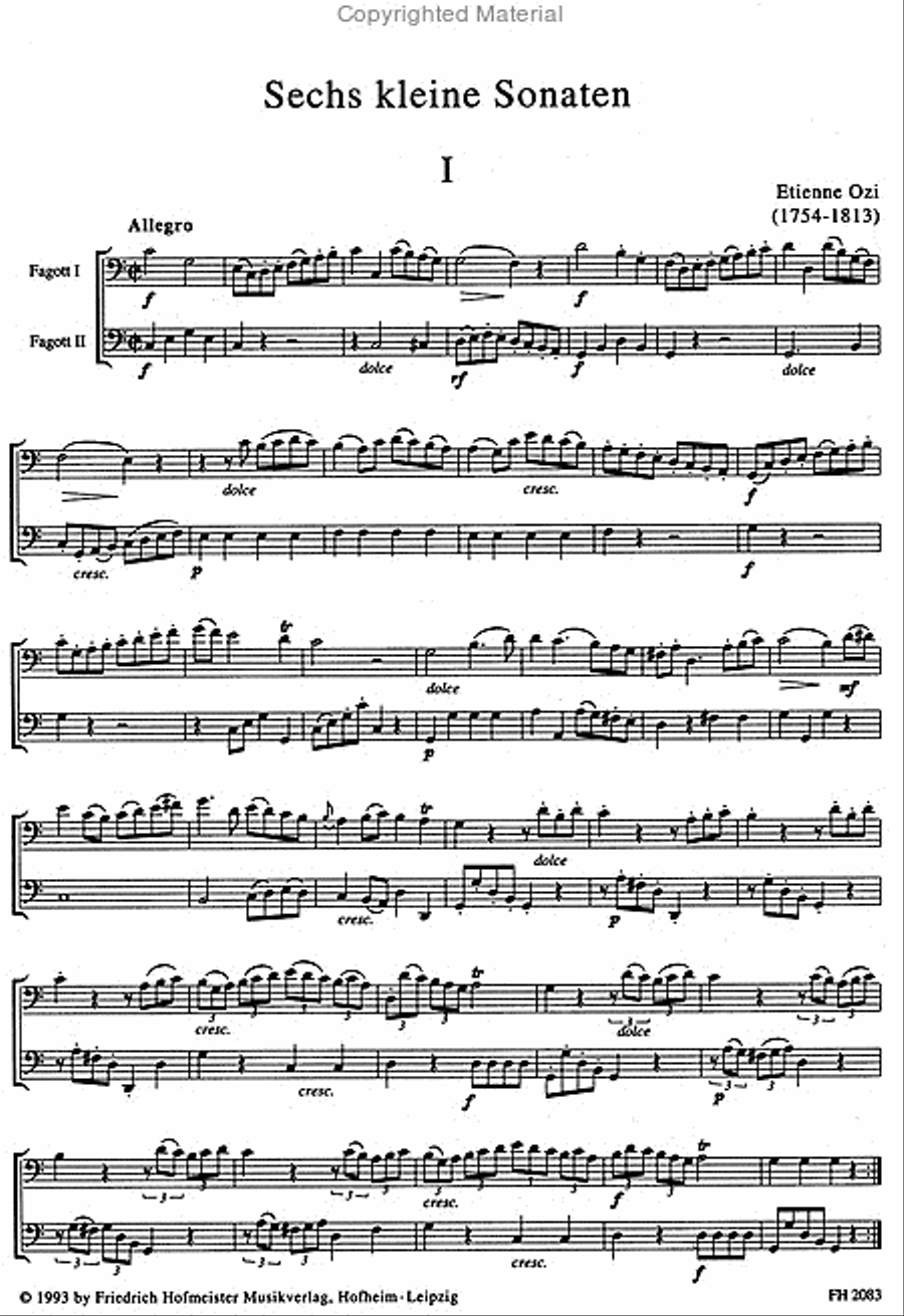 Sechs kleine Sonaten, Heft 1 Bassoon scores gallery preview page 2