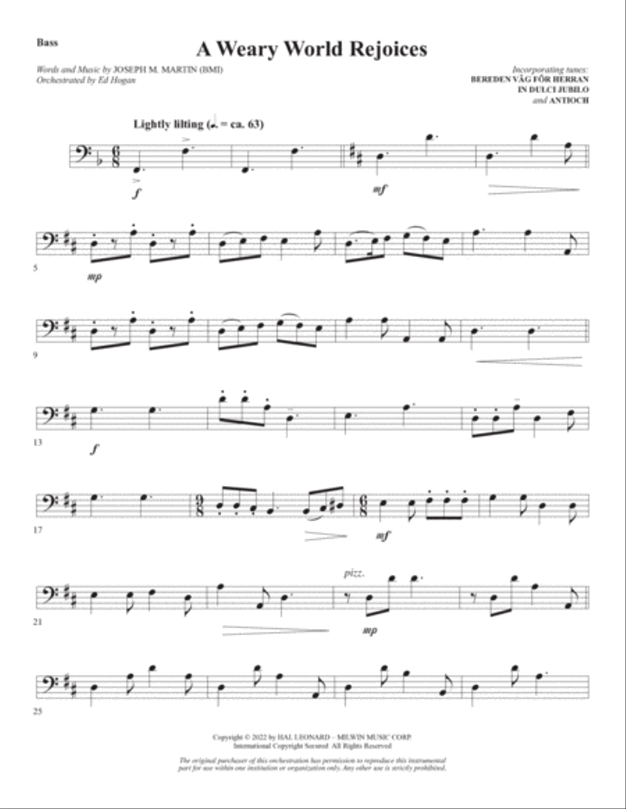 A Weary World Rejoices (A Chamber Cantata For Christmas) - Double Bass A Weary World Rejoices (A Chamber Cantata For Christmas) - Double Bass Choir scores gallery preview page 4