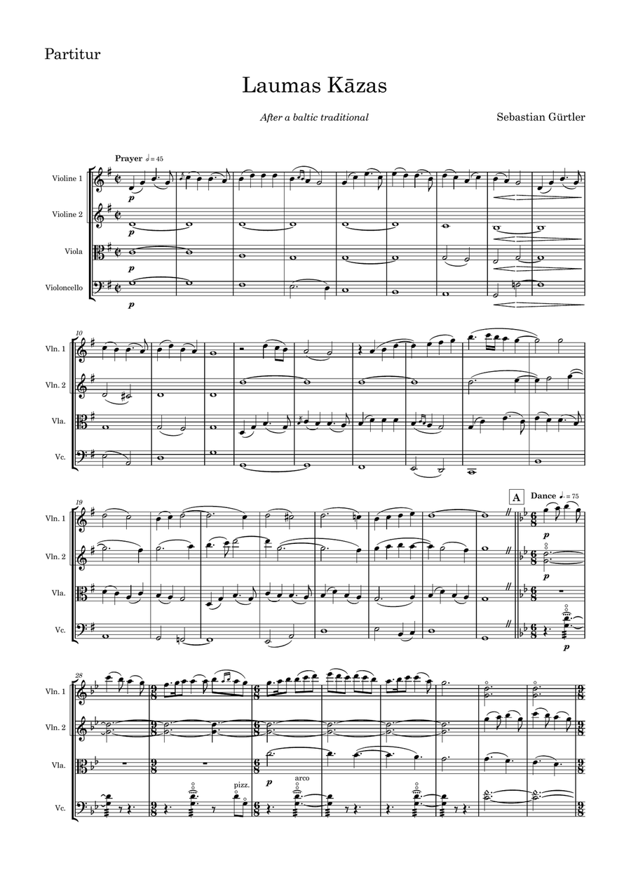 Laumas Kāzas String Quartet scores gallery preview page 1