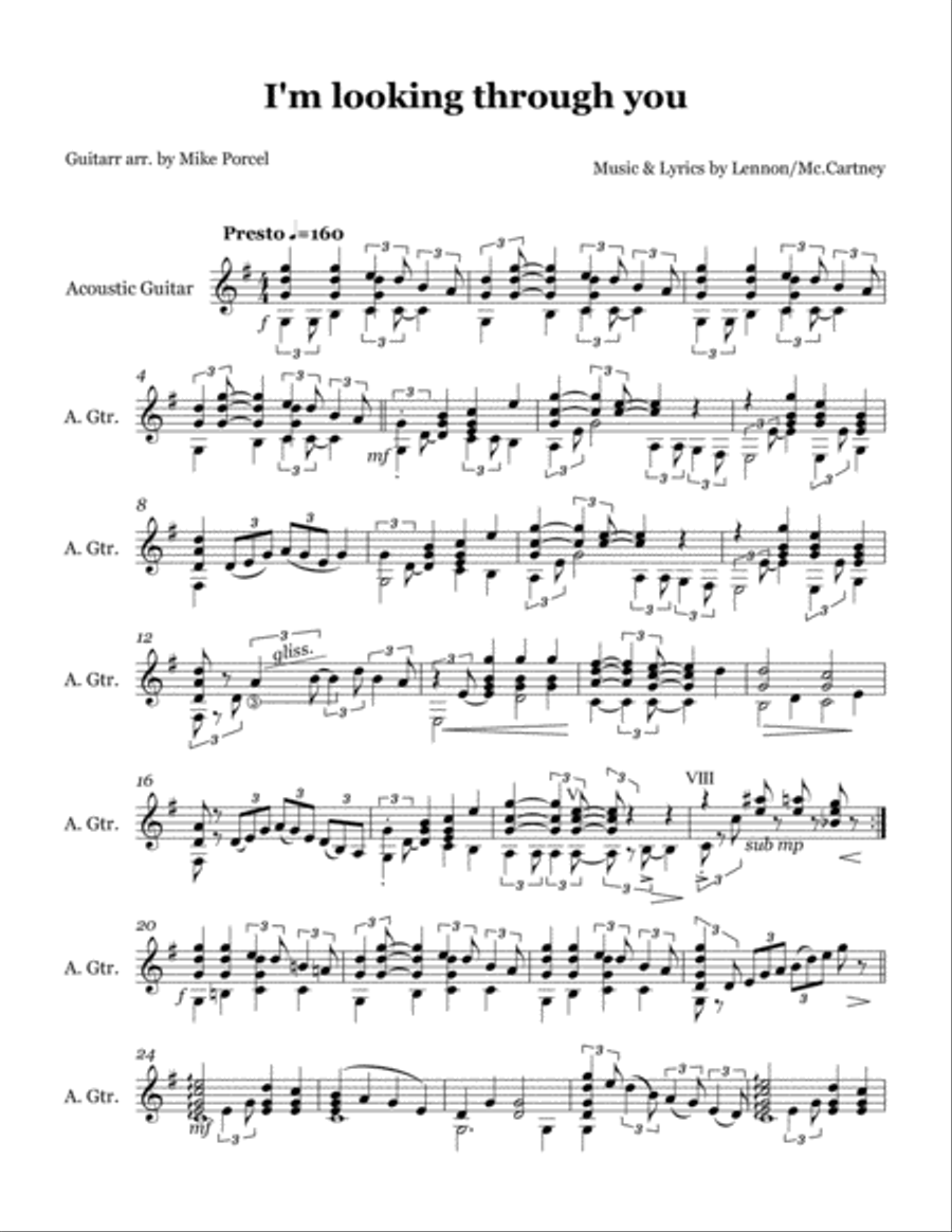 I'm Looking Through You Guitar Solo scores gallery preview page 1