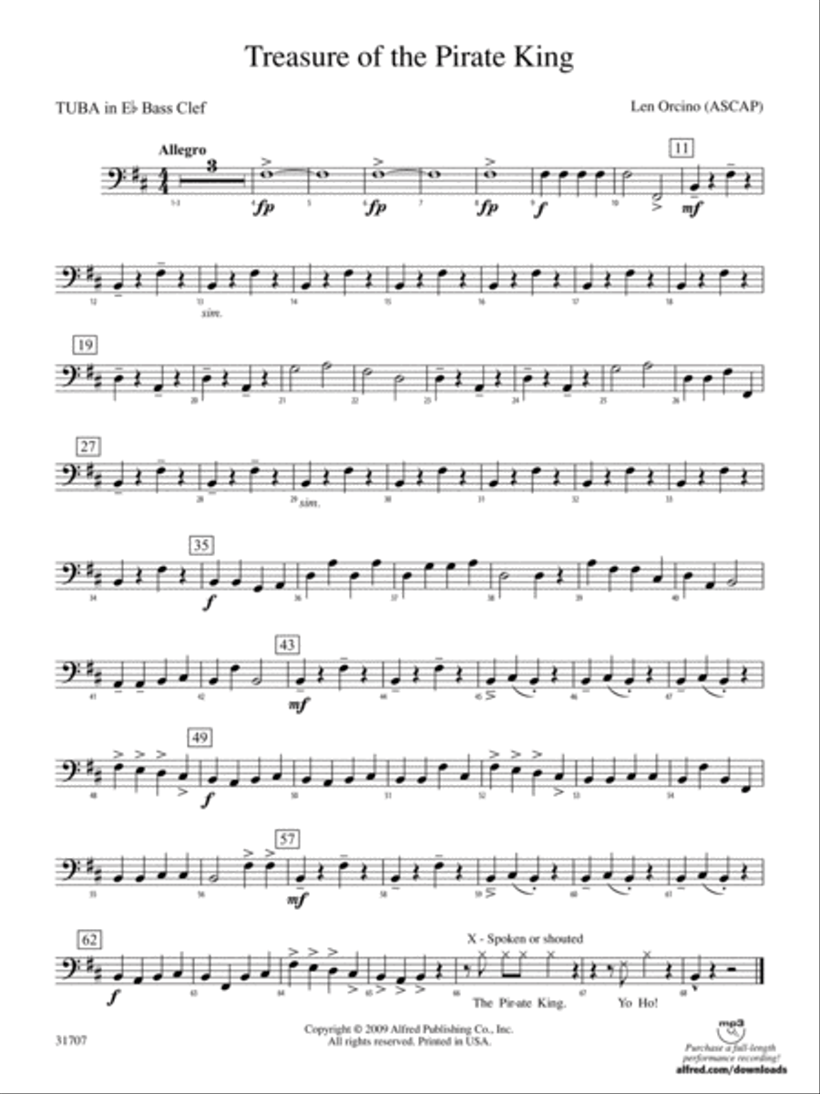 Treasure of the Pirate King: (World Part) E-flat Tuba B.C. Concert Band scores gallery preview page 1