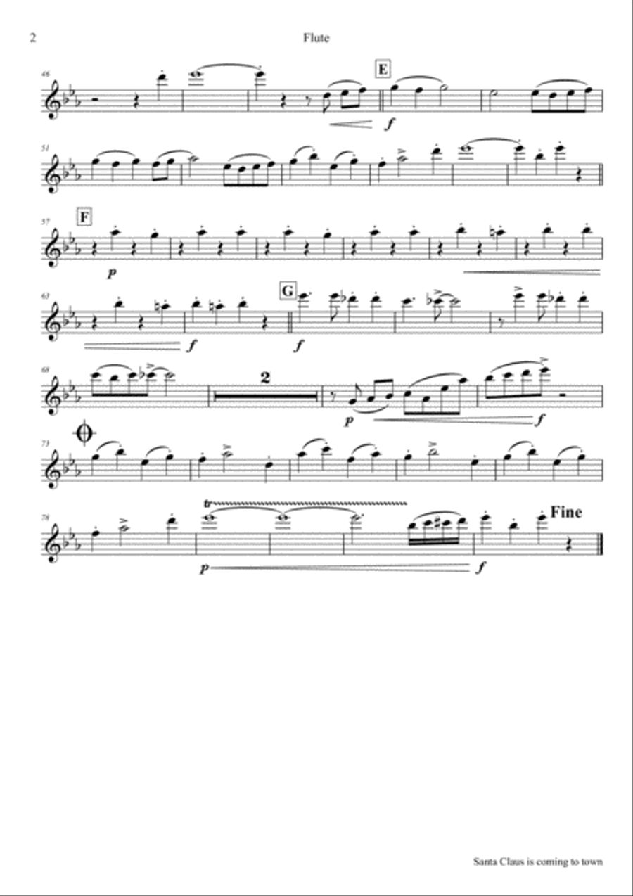 Santa Claus Is Comin' To Town Woodwind Quintet scores gallery preview page 6