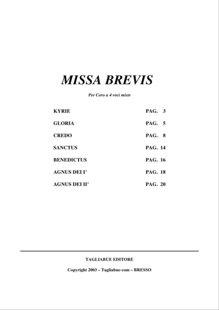 MISSA BREVIS - G. P. da Palestrina (1525-1594) - For SATB Choir 4-Part scores gallery preview page 3