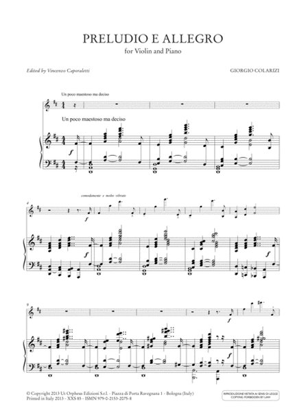 Preludio e Allegro for Violin and Piano