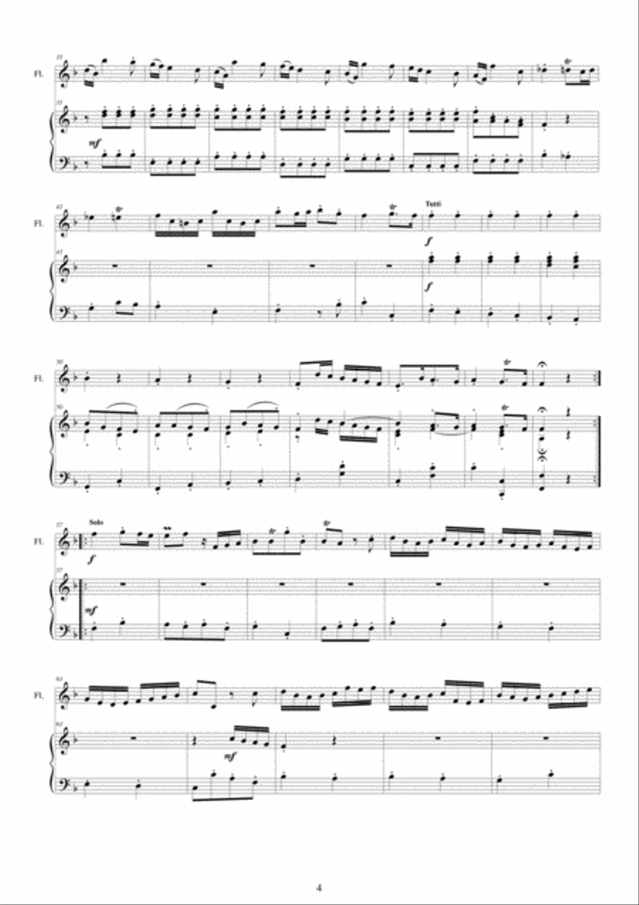 Sammartini - Concerto in F major for Flute and Piano Flute Solo scores gallery preview page 4