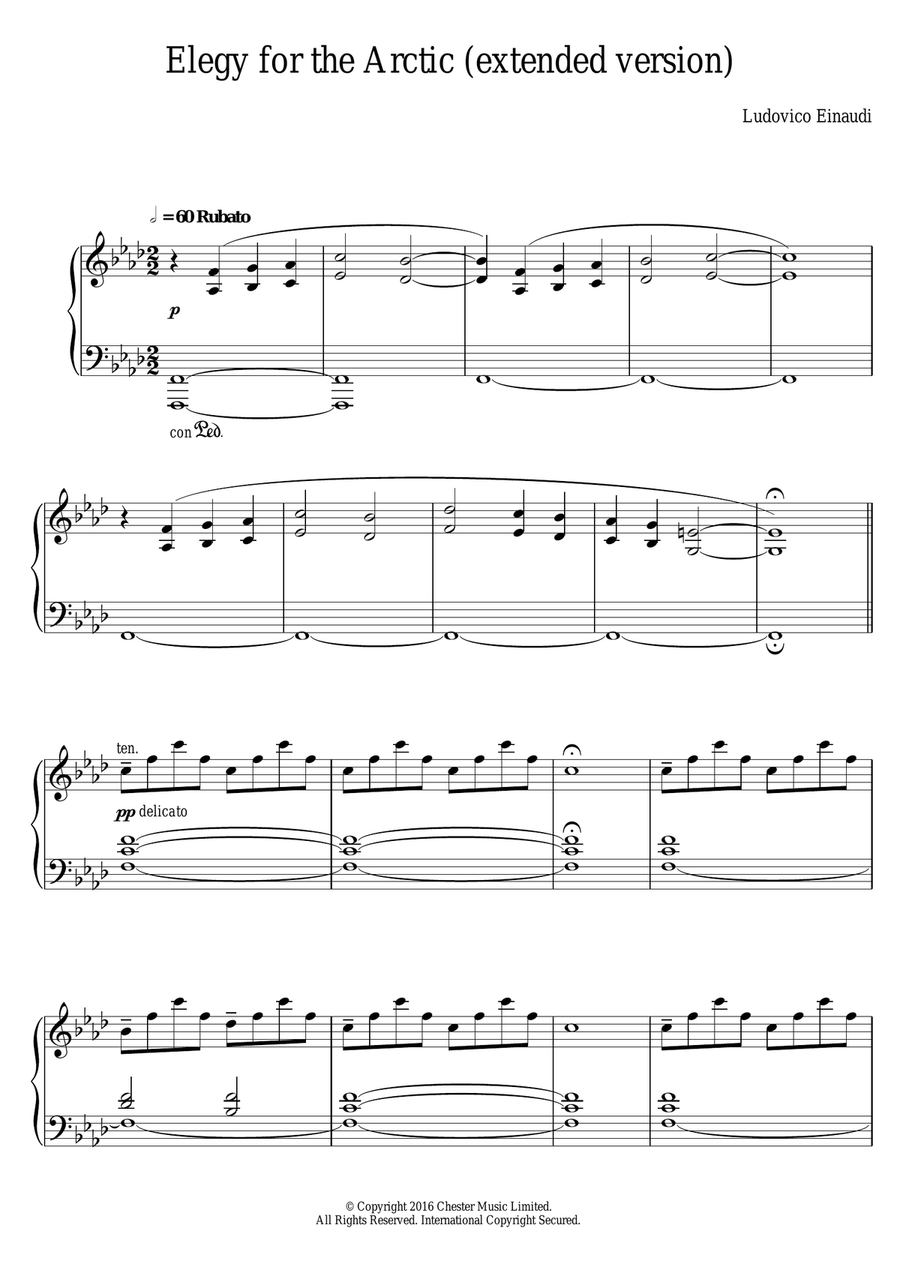 Elegy For The Arctic (extended version) Piano Solo scores gallery preview page 1