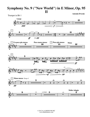 Dvorak Symphony No. 9, New World, Movement II - Trumpet in Bb 1 (Transposed Part), Op.95