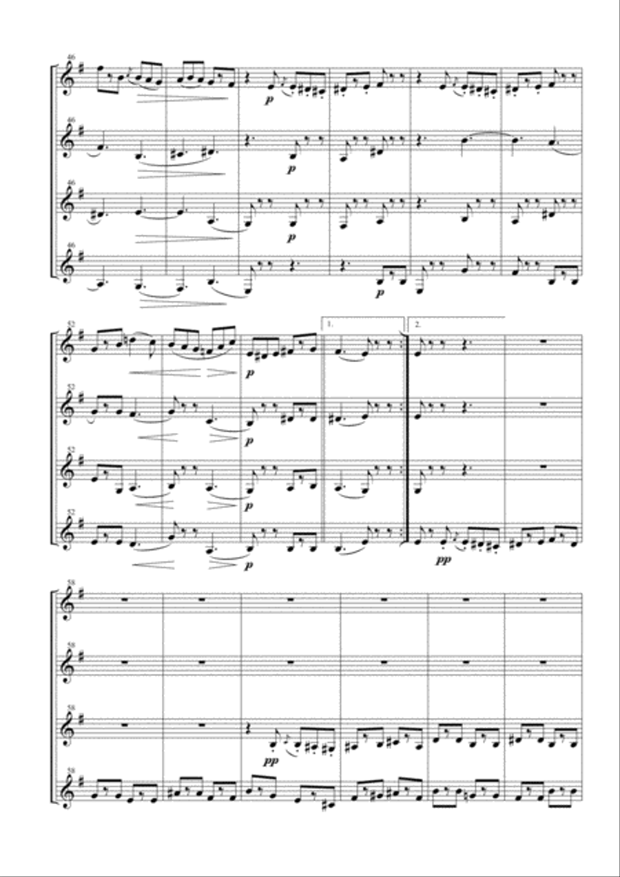 Funeral March of a Marionette for Clarinet Quartet Clarinet Quartet scores gallery preview page 4