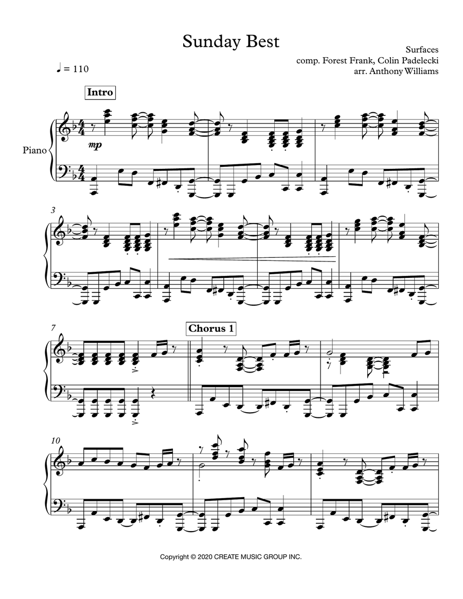 Sunday Best Piano Solo scores gallery preview page 1
