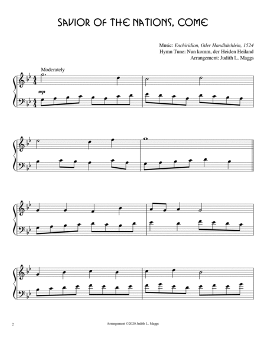 Savior of the Nations, Come (Nun komm, der Heiden Heiland) Piano Solo scores gallery preview page 2