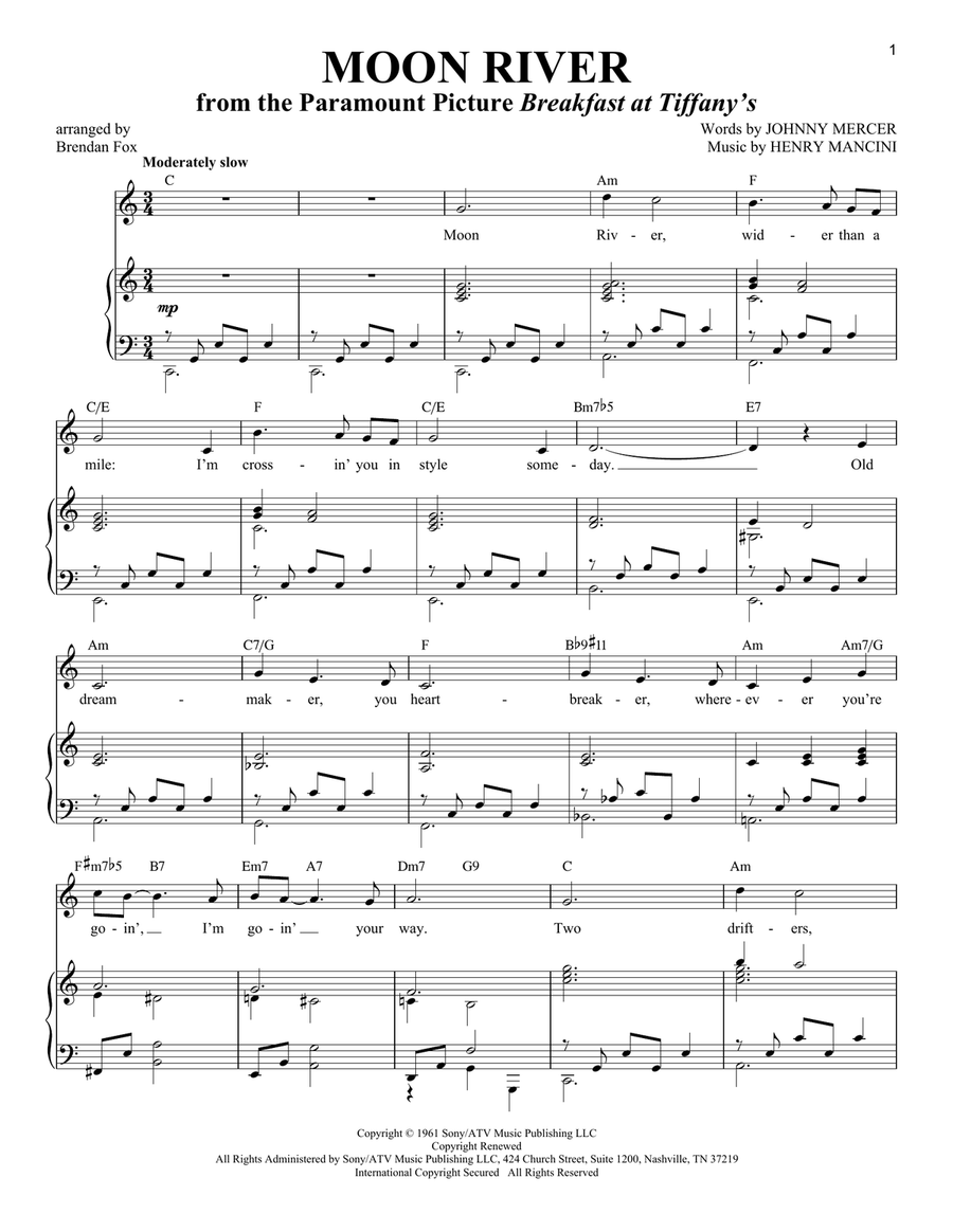 Moon River Moon River Soprano Voice scores gallery preview page 1