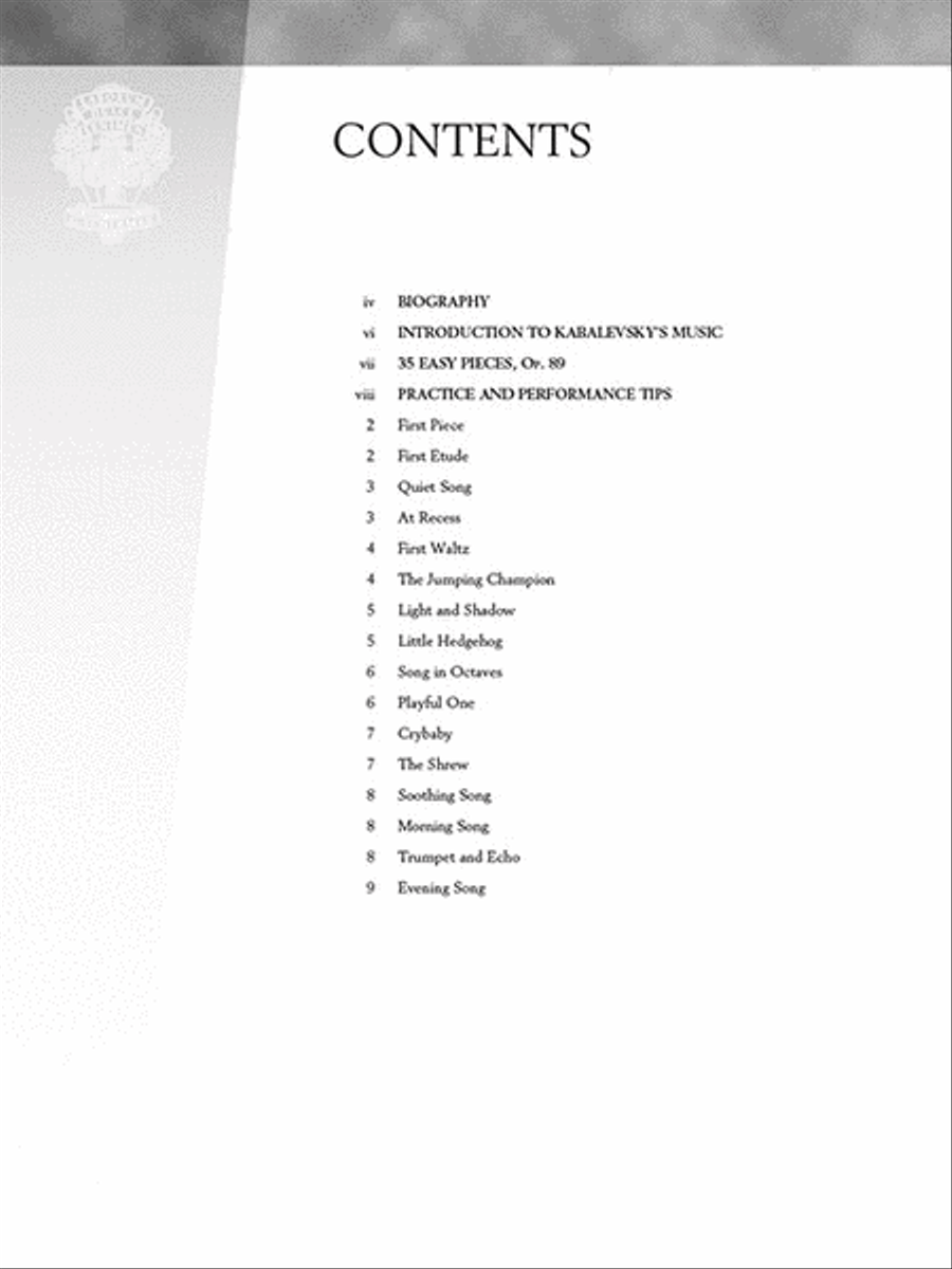 Kabalevsky – 35 Easy Pieces, Op. 89 for Piano Piano Solo scores gallery preview page 2