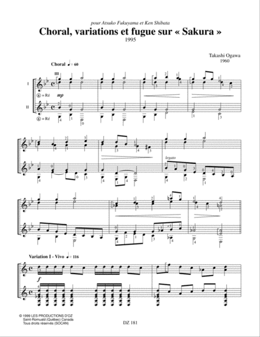 Choral, variations et fugue sur « Sakura » Classical Guitar scores gallery preview page 4