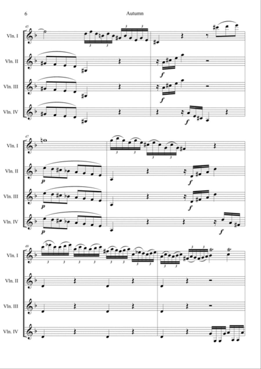The Four Seasons: Autumn 1st Movement Violin scores gallery preview page 6