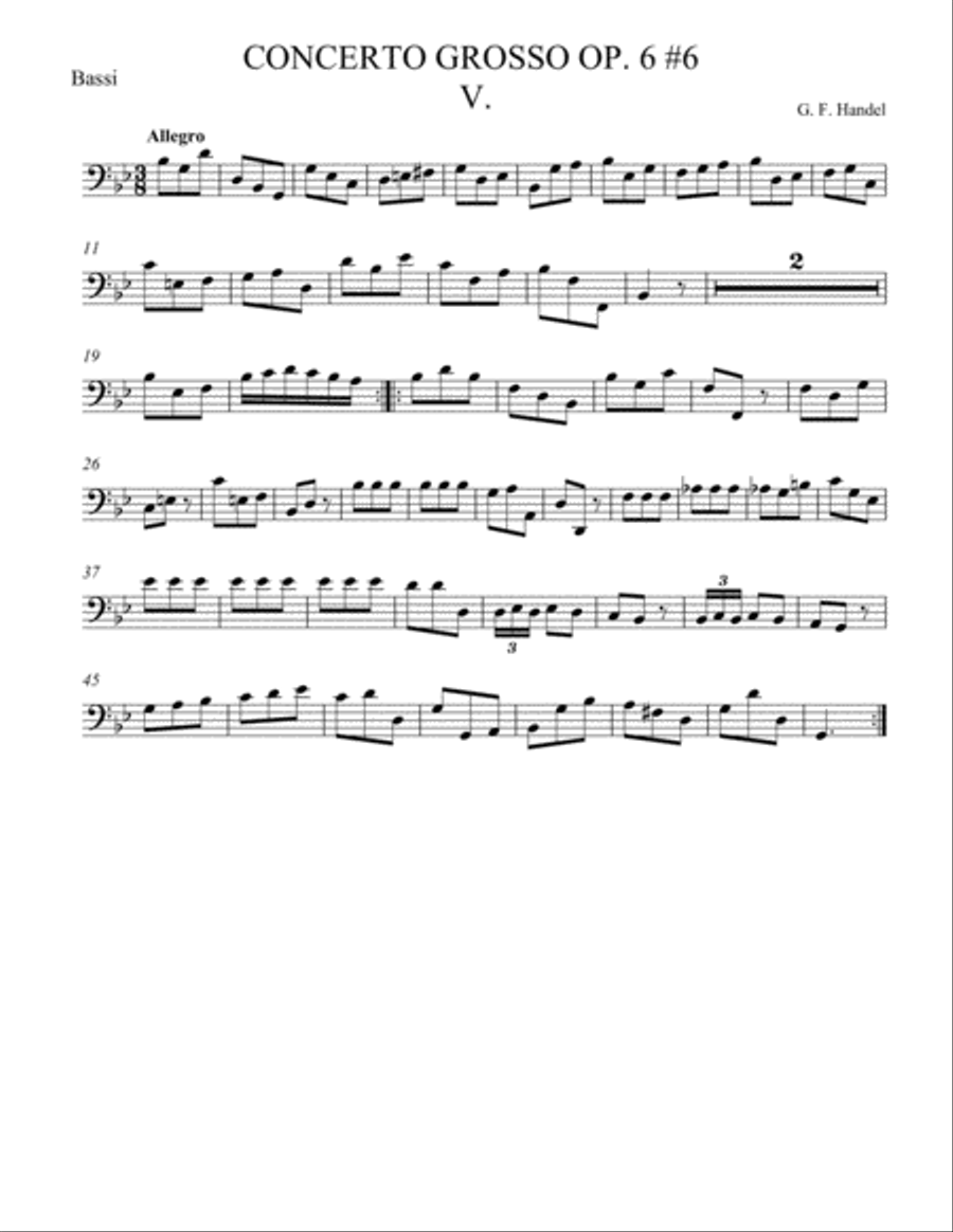 Concerto Grosso Op. 6 #6 Movement V String Orchestra scores gallery preview page 1