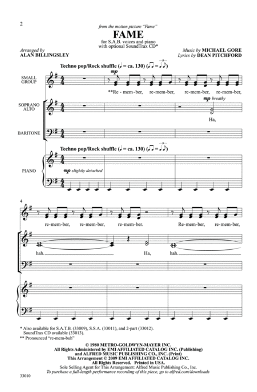 Fame 3-Part scores gallery preview page 2