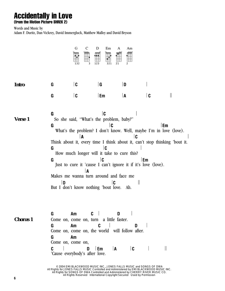 Accidentally In Love Ukulele scores gallery preview page 1