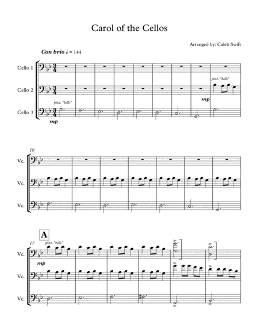 Carol of the Cellos String Trio scores gallery preview page 3