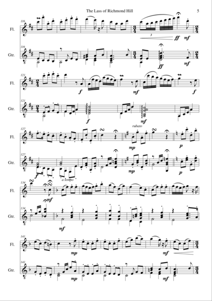 25 Arrangements for flute and classical guitar Flute scores gallery preview page 6