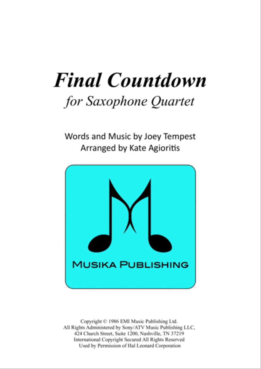 Final Countdown Saxophone Quartet scores gallery preview page 1